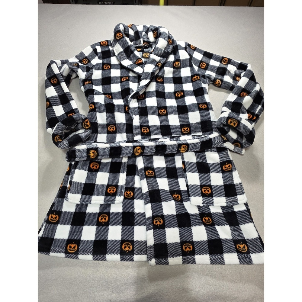 Spooky Night Womens Plush Bath Robe Size M Pumpkin
